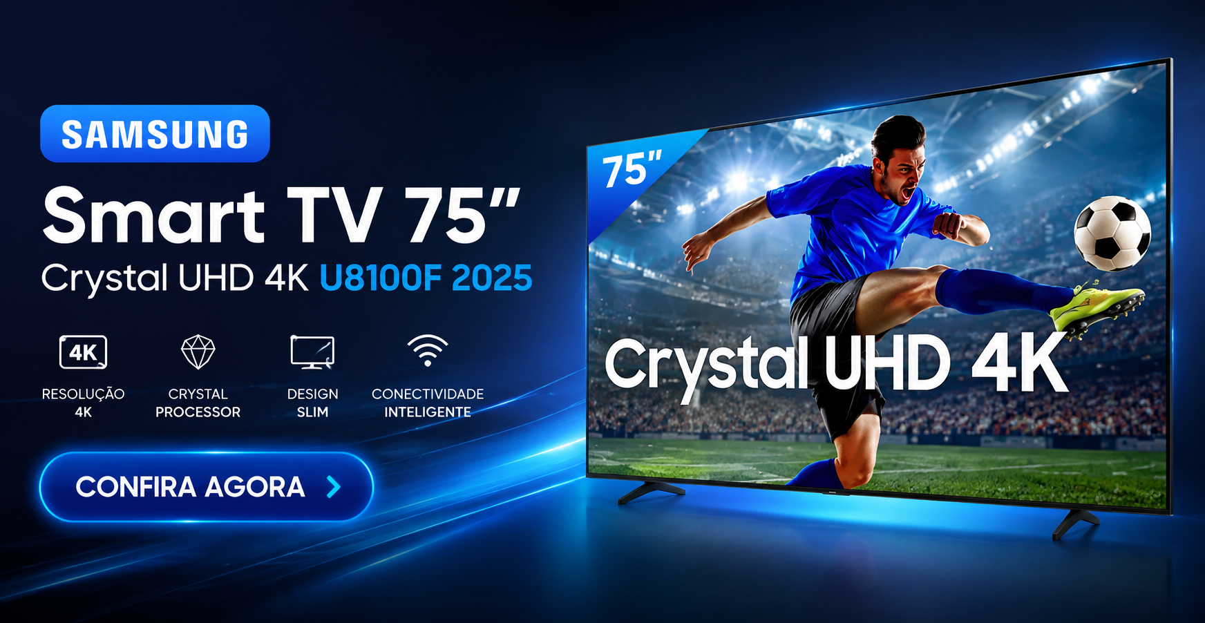 Samsung Smart TV 75 Crystal UHD 4K U8100F 2025