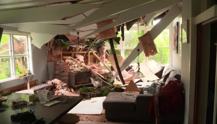 Enchente na Nova Zelândia arrastou árvores e danificou casas  • TVNZ via Reuters