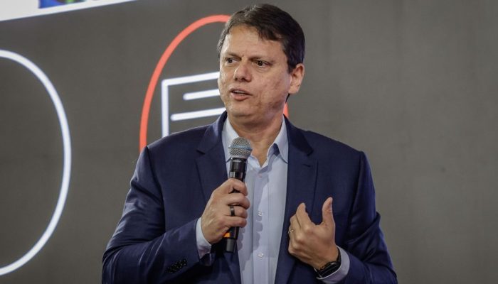 O governador de São Paulo, Tarcísio de Freitas (Republicanos), durante evento de Balanço Anual...