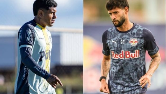 Antônio Galeano, do Mirassol, e Juninho Capixaba, do RB Bragantino  • JP Pinheiro / Agência ...