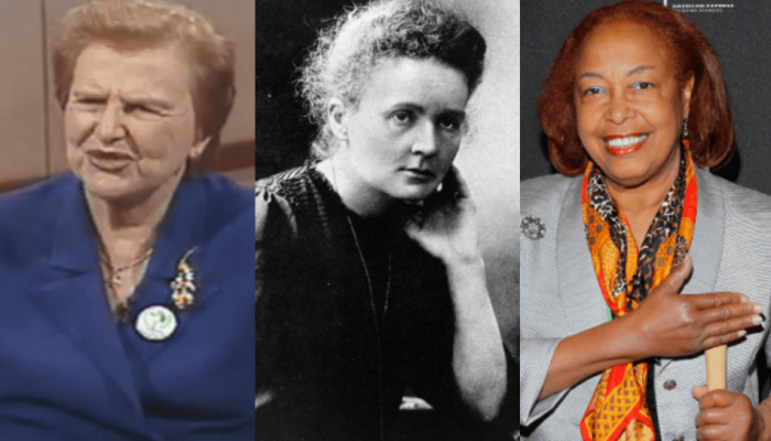 Zilda Arns, Marie Curie e Patricia Bath  • YouTube/Getty/Hulton Archive/Jemal Countess