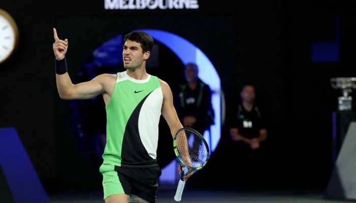 Carlos Alcaraz durante a final do Australian Open de 2026  • @AustralianOpen