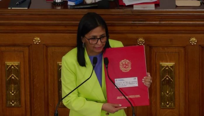 Rodríguez, que assumiu o cargo em 5 de janeiro após a saída do ditador Nicolás Maduro por par...
