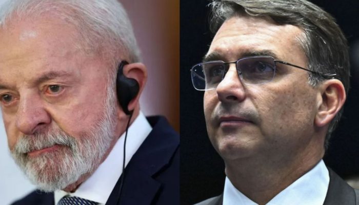 Luiz Inácio Lula da Silva à esquerda e Flávio Bolsonaro à direita  • Reprodução/montagem...