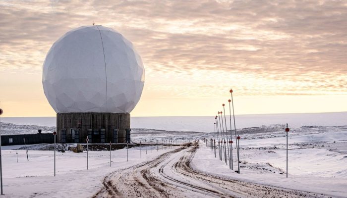 Base Espacial de Pituffik, antiga Base Aérea de Thule, no norte da Groenlândia, em outubro de 2...