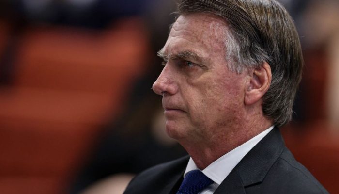 O ex-presidente Jair Bolsonaro durante o interrogatório da ação sobre o plano de golpe de Esta...