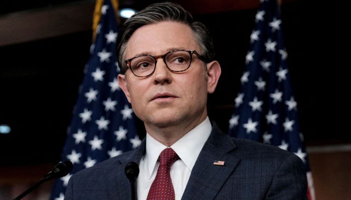 Presidente da Câmara dos EUA, Mike Johnson  • Michael A. McCoy/Reuters (16.abr.24)