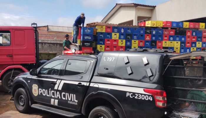 PCPR faz descarte de 400 engradados de cervejas falsificadasFoto: PCPR